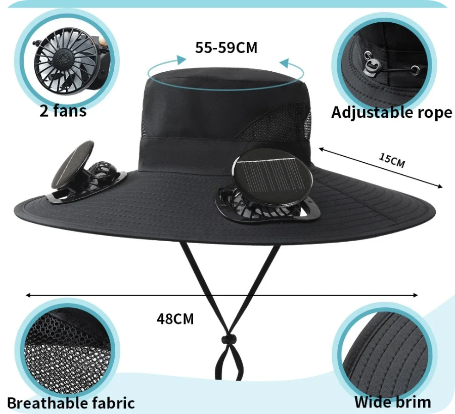 Solar fan hat